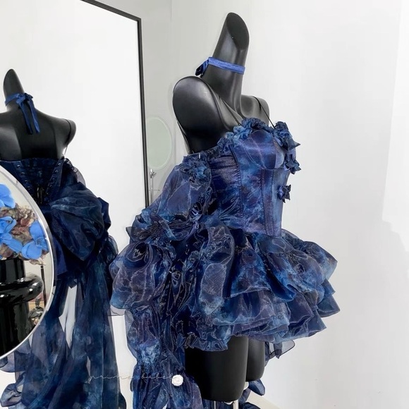 Designer Handmade Midnight Gothic Corset Gown - Picture 10 of 16